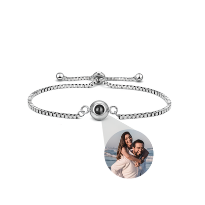 Personalisierbare Fotokette - Edelstahl Erinnerungs Armband mit Fotoprojektion