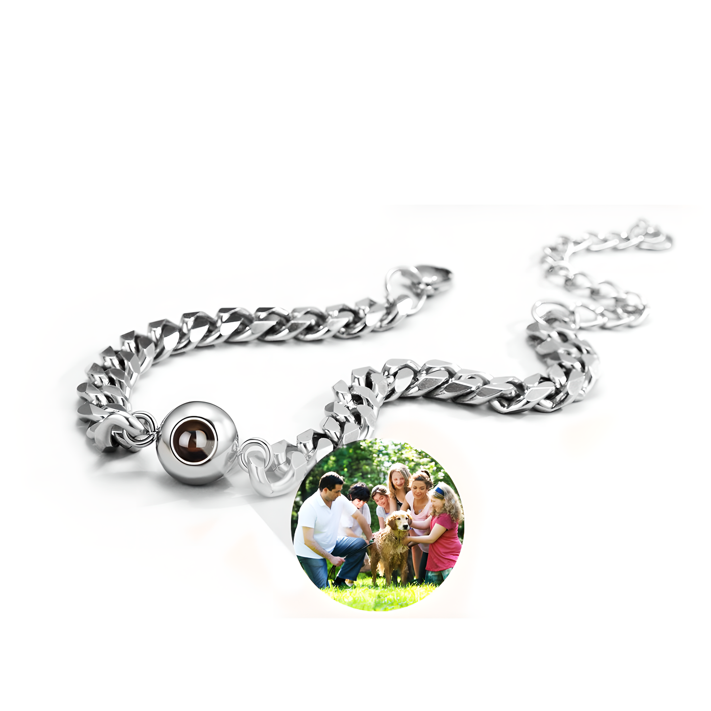 Personalisierbare Fotokette - Sterling Silber Armband mit Fotoprojektion