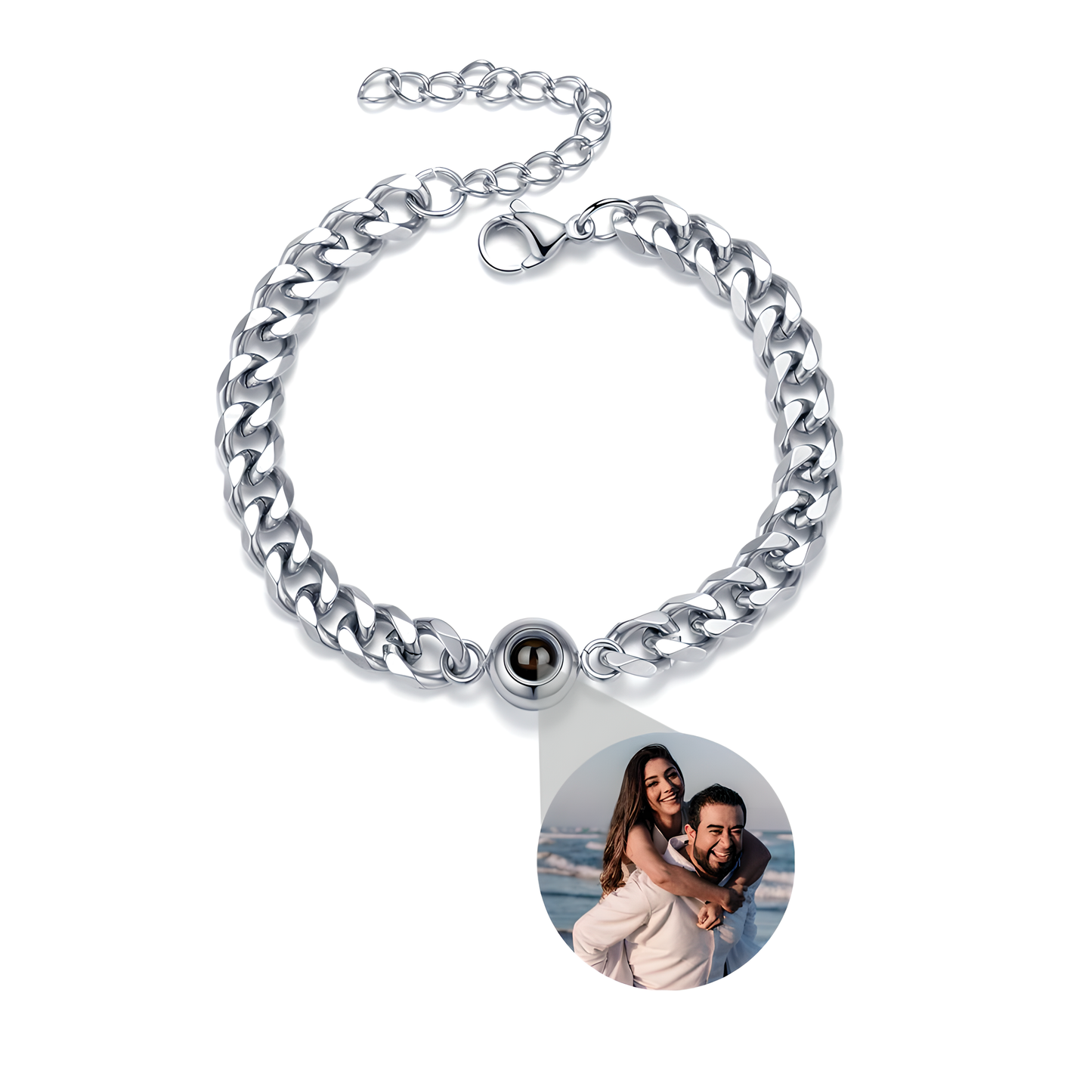 Personalisierbare Fotokette - Sterling Silber Armband mit Fotoprojektion